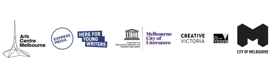 logos for arts centre melbourne, express media, creative victoria, city of literature and City of Melbourne